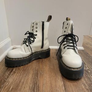 Dr. Martens White Leather Combat Boots